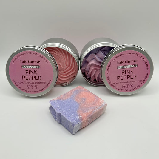 Pink Pepper BUNDLE - Whipped Soap, Body Butter, Soap Bar